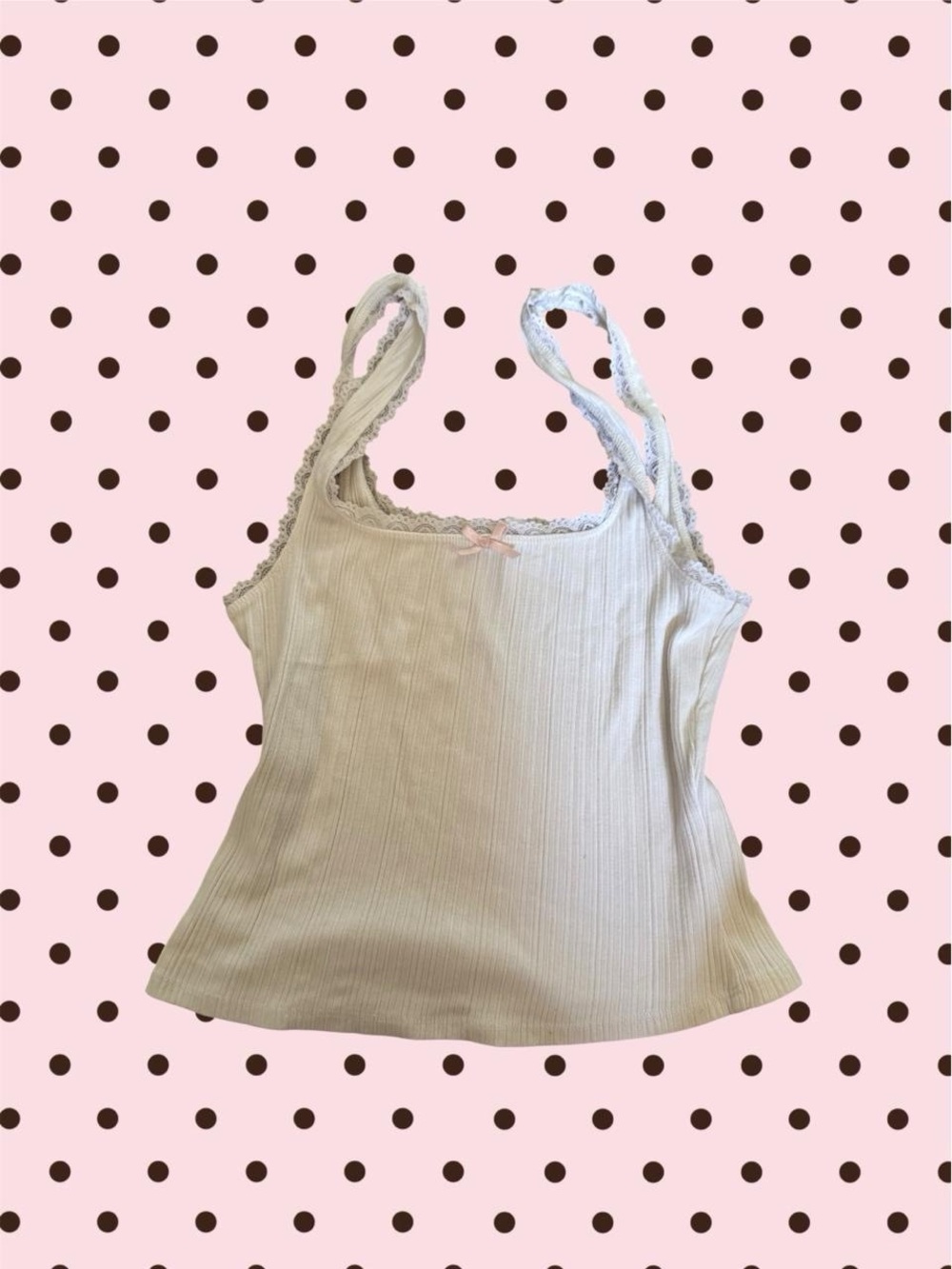 garage white lace cami with pink bow